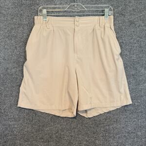 Burlebo Shorts Mens Large Beige Elastic Waist Pockets Outdoors Casual Gorpcore